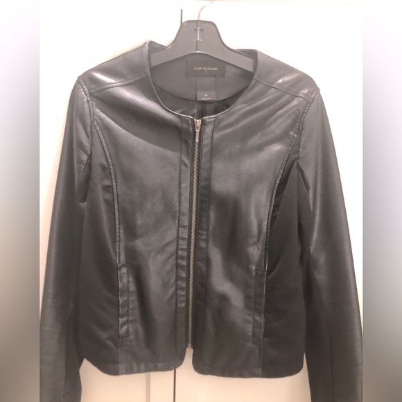Faux leather and fabric jacket Ann Taylor - Picture 6 of 8